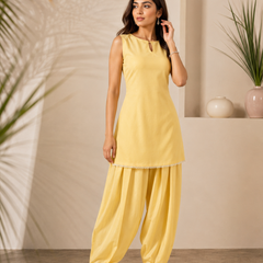 Butter Yellow Farshi Salwar & Kameez Set