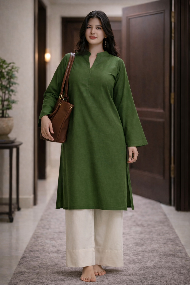 Olive Green Farshi Kurta Palazzo Set