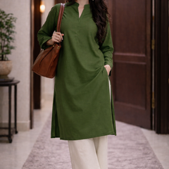 Olive Green Farshi Kurta Palazzo Set