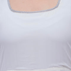 Poshak Hub Women Off-White Georgette Hand Embroidery Anarkali Kurta