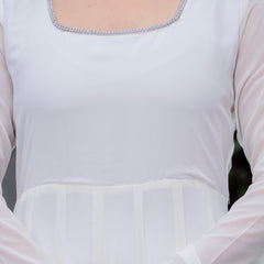 Poshak Hub Women Off-White Georgette Hand Embroidery Anarkali Kurta