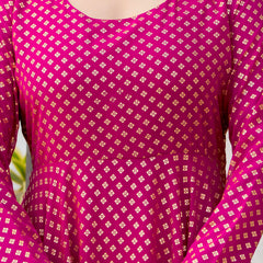Poshak Hub Women Pink Georgette Foil Print Anarkali Kurta