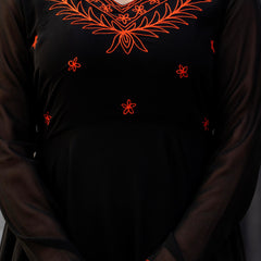 Poshak Hub Women -Black Ethnic Motifs Aari Work Georgette Anarkali Kurta