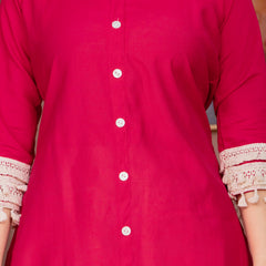 Poshak Hub Women Magenta Co-Ord Set, Shirt Style Tunic with Printed Palazzo