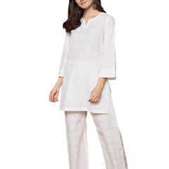 Poshak Hub Women Cotton A Line Short Kurta and palazzo