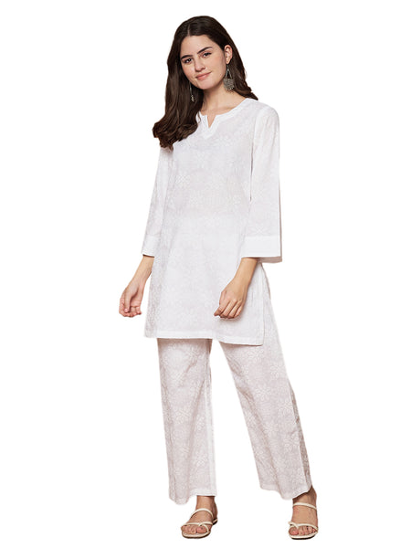 Poshak Hub Women Cotton A Line Short Kurta and palazzo