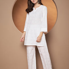 Poshak Hub Women Cotton A Line Short Kurta and palazzo