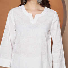 Poshak Hub Women Cotton A Line Short Kurta and palazzo