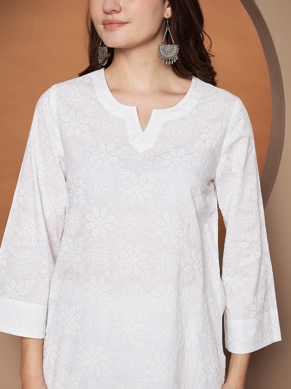 Poshak Hub Women Cotton A Line Short Kurta and palazzo