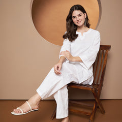 Poshak Hub Women Cotton A Line Short Kurta and palazzo