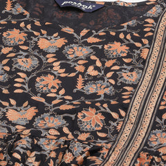 Poshak Hub Women Black Cotton Printed Anarkali Kurta.
