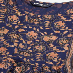 Poshak Hub Women Blue Cotton Printed Anarkali Kurta.
