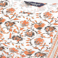 Poshak Hub Women Off White Cotton Printed Anarkali Kurta.