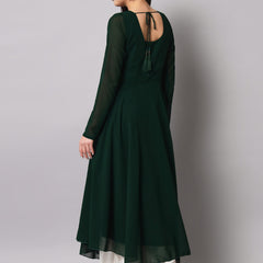 Poshak Hub Women Green Ethnic Motifs Hand Embroidery Georgette Anarkali Kurta