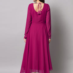 Poshak Hub Women Pink Ethnic Motifs Hand Embroidery Georgette Anarkali Kurta