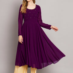 Poshak Hub Women Black Ethnic Motifs Hand Embroidery Georgette Anarkali Kurta