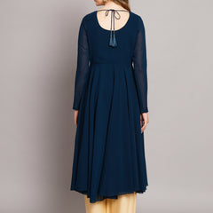 Poshak Hub Women Blue Ethnic Motifs Hand Embroidery Georgette Anarkali Kurta