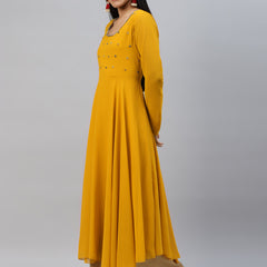Poshak Hub Women Blue Ethnic Motifs Hand Embroidery Georgette Anarkali Kurta