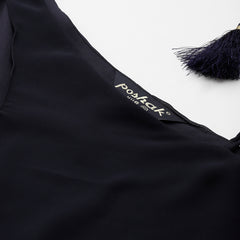 Poshak Hub Women Blue Georgette One Shoulder Anarkali Kurta