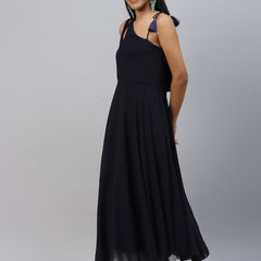 Poshak Hub Women Blue Georgette One Shoulder Anarkali Kurta