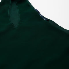 Poshak Hub Women Green Georgette One Shoulder Anarkali Kurta