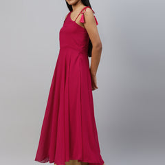 Poshak Hub Women Pink Georgette One Shoulder Anarkali Kurta