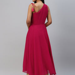 Poshak Hub Women Pink Georgette One Shoulder Anarkali Kurta