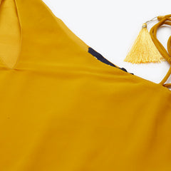 Poshak Hub Women Yellow Georgette One Shoulder Anarkali Kurta