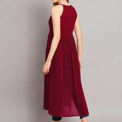 Poshak Hub Maroon Keyhole neck A line Georgette kurta