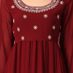Poshak Hub Women Torquoise georgette Aari work A-Line Kurta with Sharara