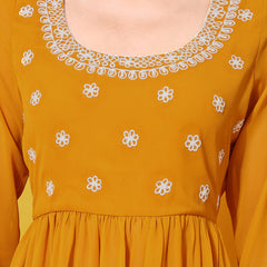 Poshak Hub Women Lavender georgette Aari work A-Line Kurta with Sharara