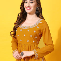 Poshak Hub Women Lavender georgette Aari work A-Line Kurta with Sharara
