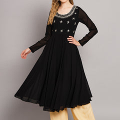 Poshak Hub Women Ethnic Motifs Hand Embroidery Georgette Anarkali Kurta