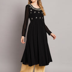 Poshak Hub Women Ethnic Motifs Hand Embroidery Georgette Anarkali Kurta