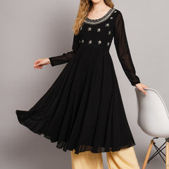 Poshak Hub Women Ethnic Motifs Hand Embroidery Georgette Anarkali Kurta