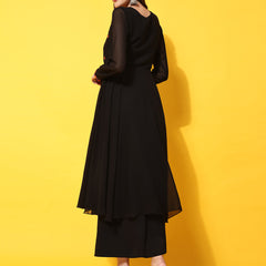 Poshak Hub Women -Black Ethnic Motifs Aari Work Georgette Anarkali Kurta