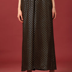 Poshak Hub Women Black Georgette Foil Print A-Line Kurta with palazzo