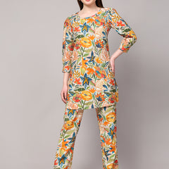 Poshak Hub Women Multicolor Modal Muslin Foil Print Cord Set