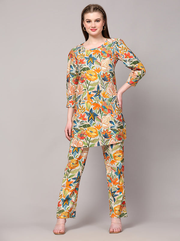 Poshak Hub Women Multicolor Modal Muslin Foil Print Cord Set