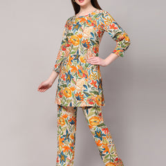 Poshak Hub Women Multicolor Modal Muslin Foil Print Cord Set