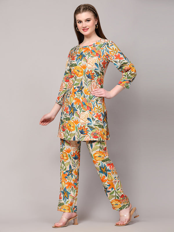 Poshak Hub Women Multicolor Modal Muslin Foil Print Cord Set