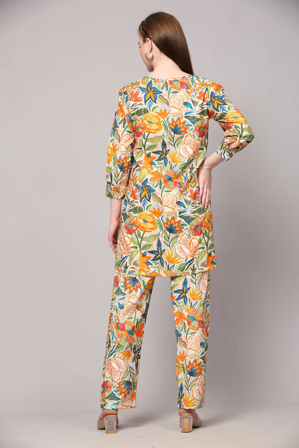 Poshak Hub Women Multicolor Modal Muslin Foil Print Cord Set