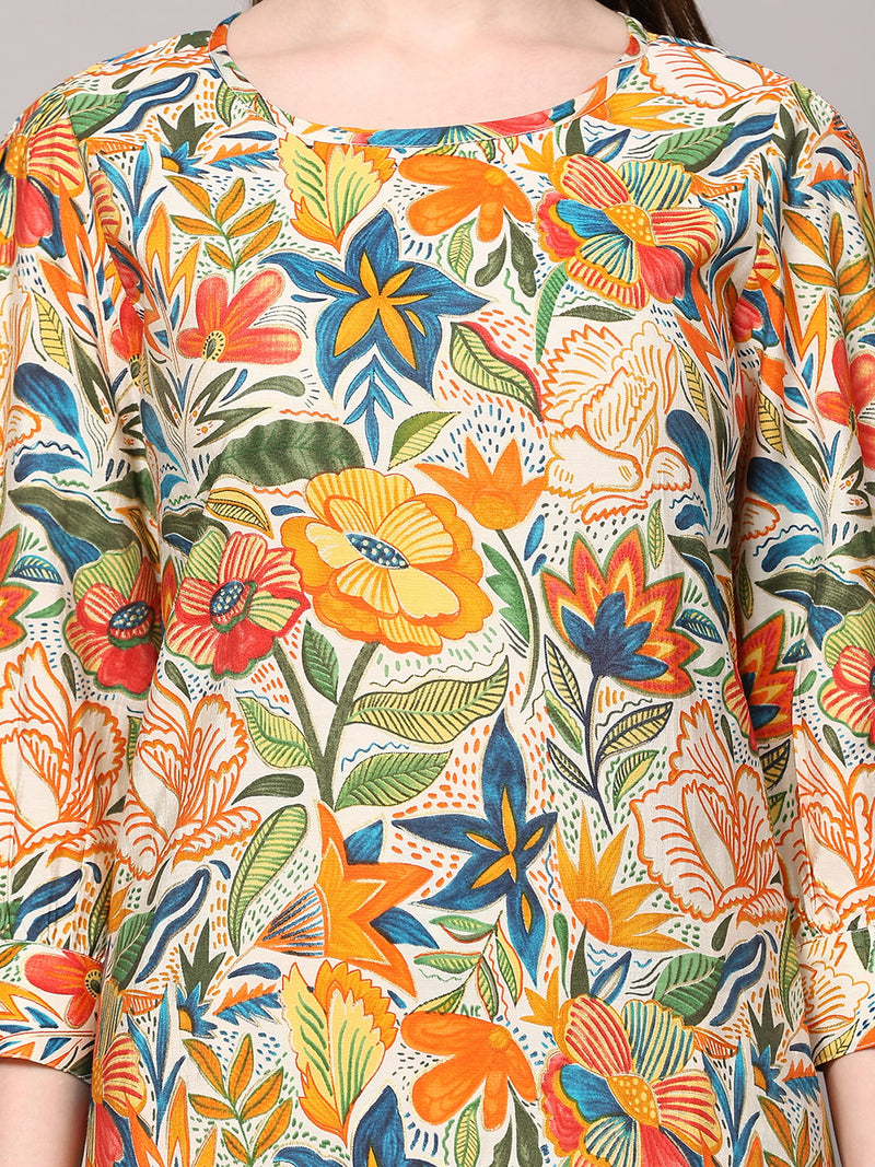 Poshak Hub Women Multicolor Modal Muslin Foil Print Cord Set