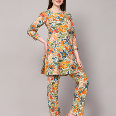 Poshak Hub Women Multicolor Modal Muslin Foil Print Cord Set