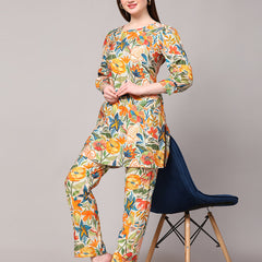 Poshak Hub Women Multicolor Modal Muslin Foil Print Cord Set