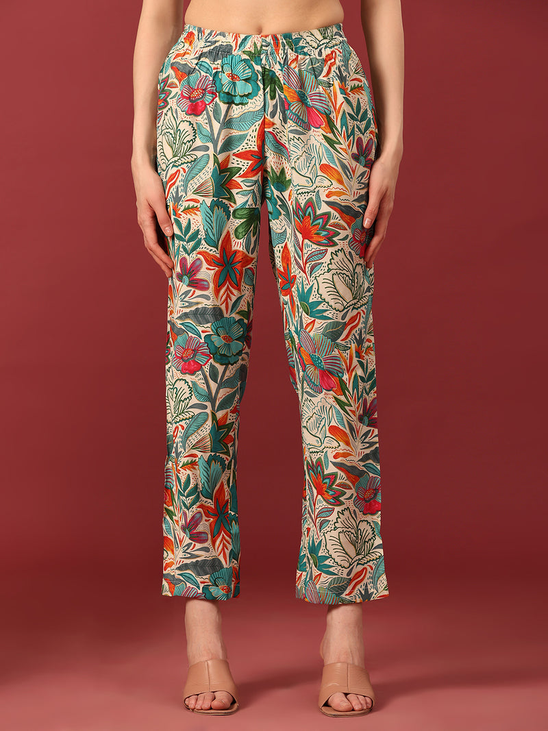 Poshak Hub Women Turquoise Blue Modal Muslin Foil Print Cord Set