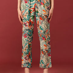 Poshak Hub Women Turquoise Blue Modal Muslin Foil Print Cord Set