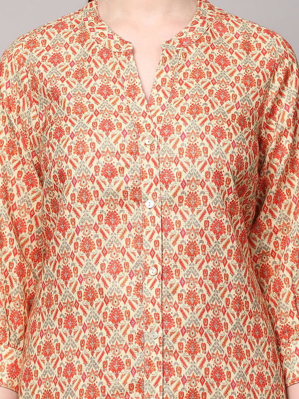 Poshak Hub Women Yellow Cotton Print Cord Set