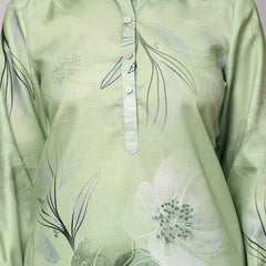 Poshak Hub Women Green Linen Digital Print Cord Set