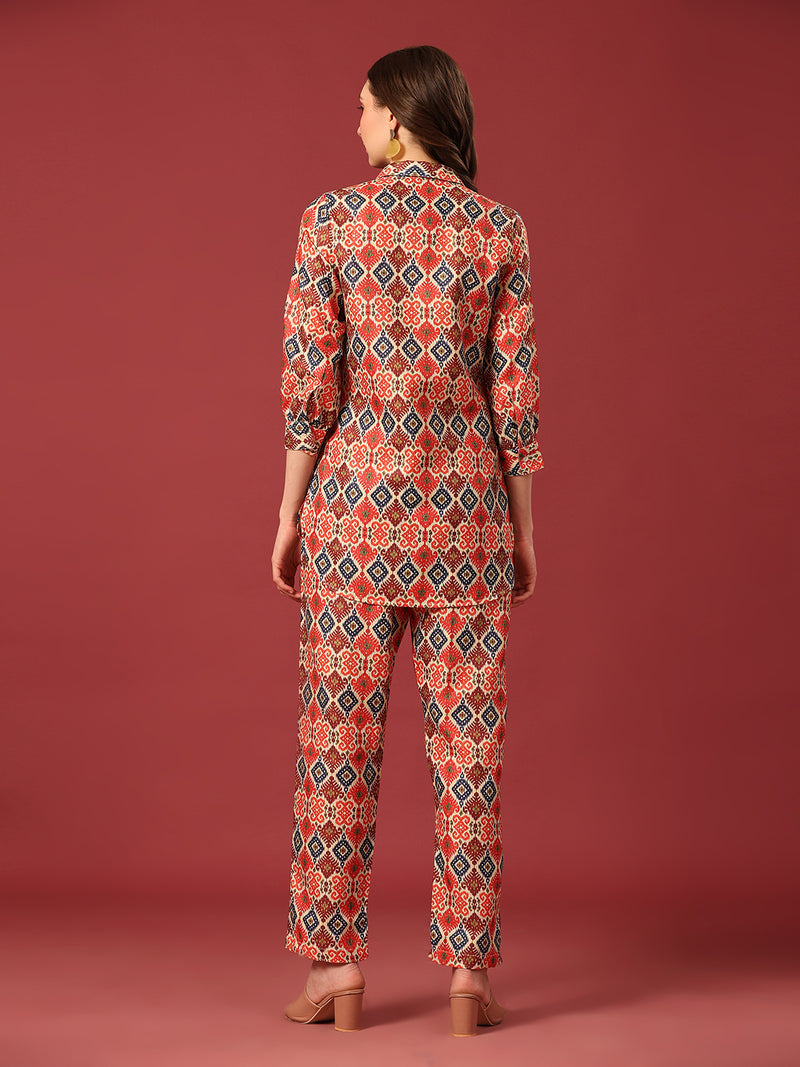 Poshak Hub Women Yellow Cotton Print Cord Set